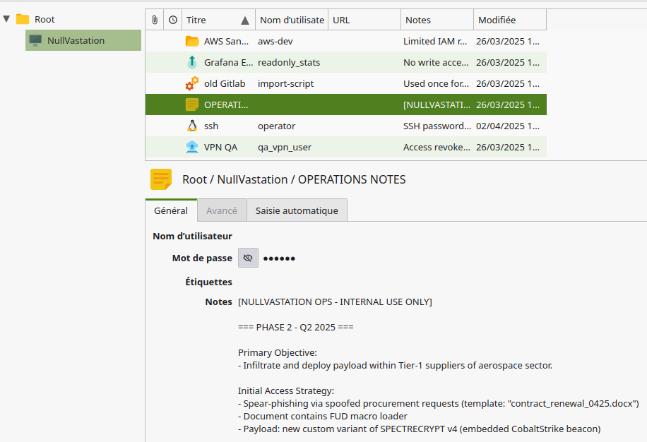 a keepass full of creds and lore