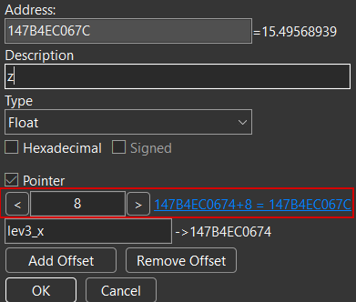 z is at 8 bytes from x position