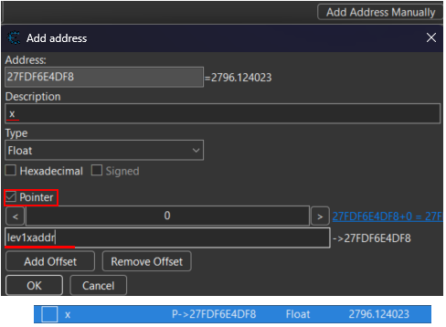 adding a pointer address